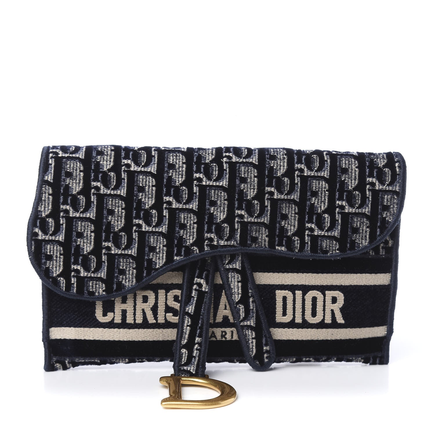 Christian Dior Velvet Oblique Saddle Belt Bag Blue 1 of 11
