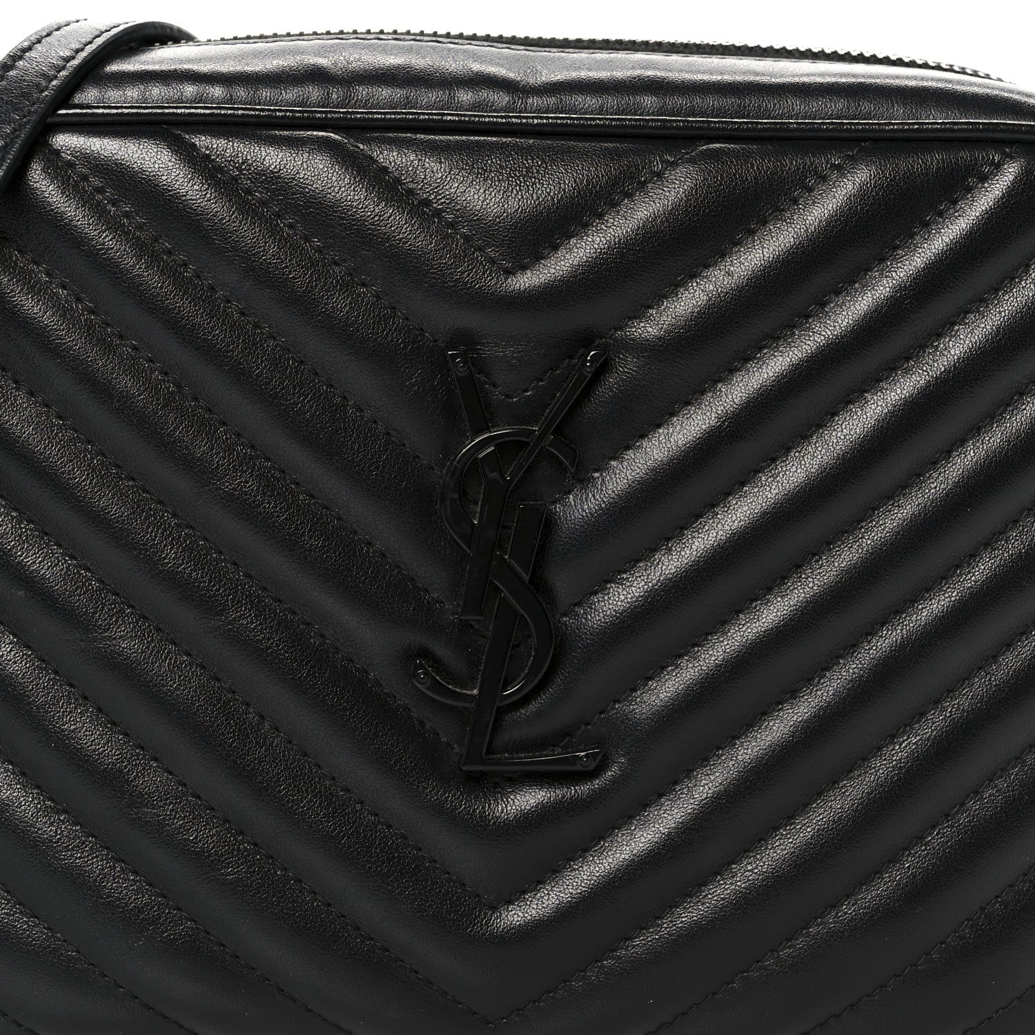 Saint Laurent Calfskin Matelasse Monogram Monochrome Lou Camera Bag Black 8 of 10