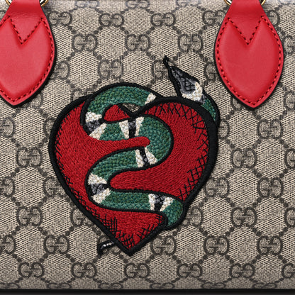 Gucci GG Supreme Monogram Kingsnake Heart Embroidered Small Boston Red 11 of 12