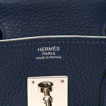 Hermes Taurillon Clemence Birkin 30 Bleu Saphir 6 of 10