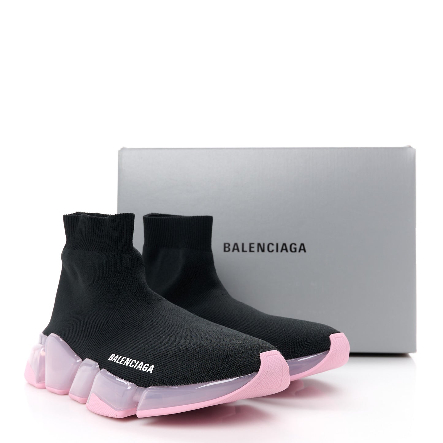 Technical 3D Recycled Knit Bi-Color Womens Speed 2.0 Transparent Sole Sneakers 38 Black Light Pink