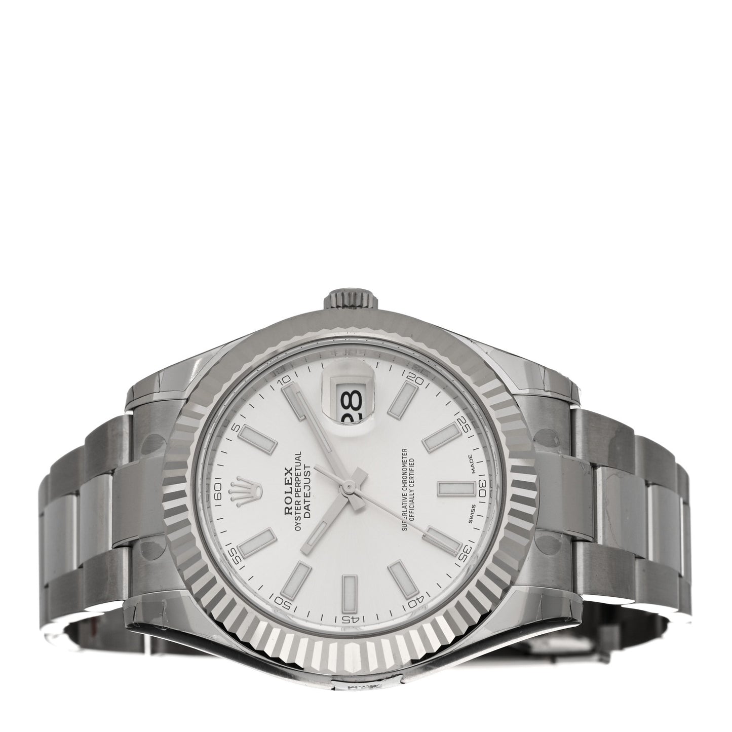 Stainless Steel 18K White Gold 41mm Oyster Perpetual Datejust Watch Silver 116334