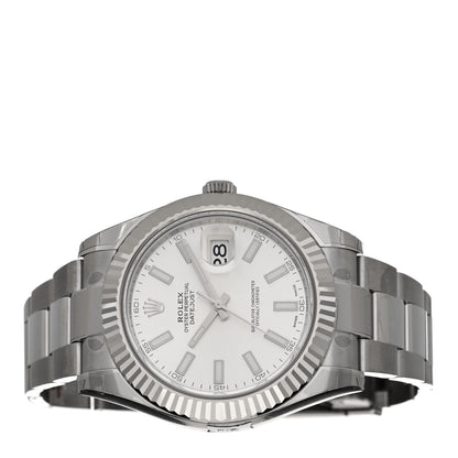 Rolex Stainless Steel 18K White Gold 41mm Oyster Perpetual Datejust Watch Silver 116334 2 of 5