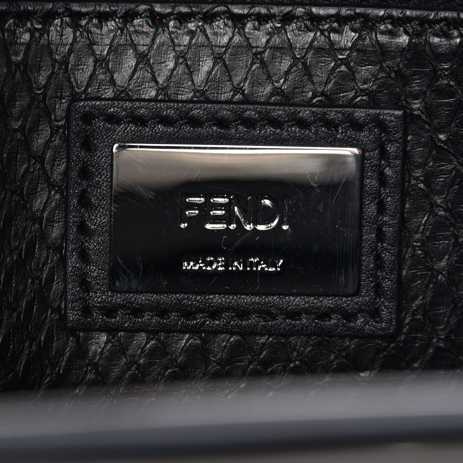 Fendi Vitello Seta Python Crocodile Monster Eyes Medium Peekaboo Iconic Satchel Black Girasole 7 of 8