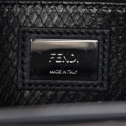 Fendi Vitello Seta Python Crocodile Monster Eyes Medium Peekaboo Iconic Satchel Black Girasole 7 of 8