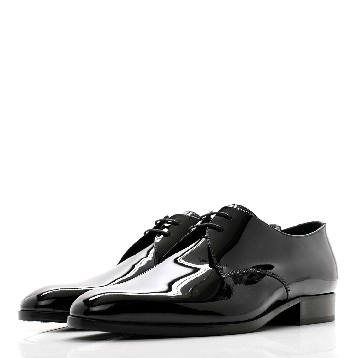 Saint Laurent Patent Lace Up Wyatt 25 Derby Shoes 40.5 Black 3 of 11