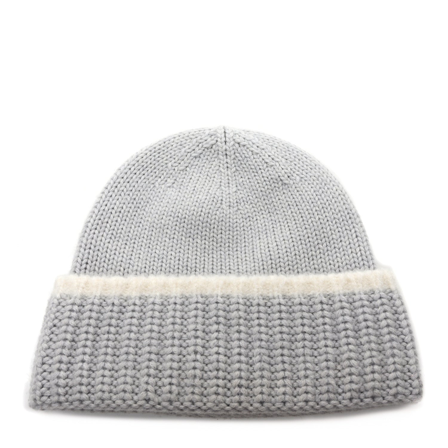 Chanel Wool Cashmere Silk CC Beanie Hat Light Grey White 3 of 6