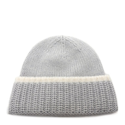 Chanel Wool Cashmere Silk CC Beanie Hat Light Grey White 3 of 6