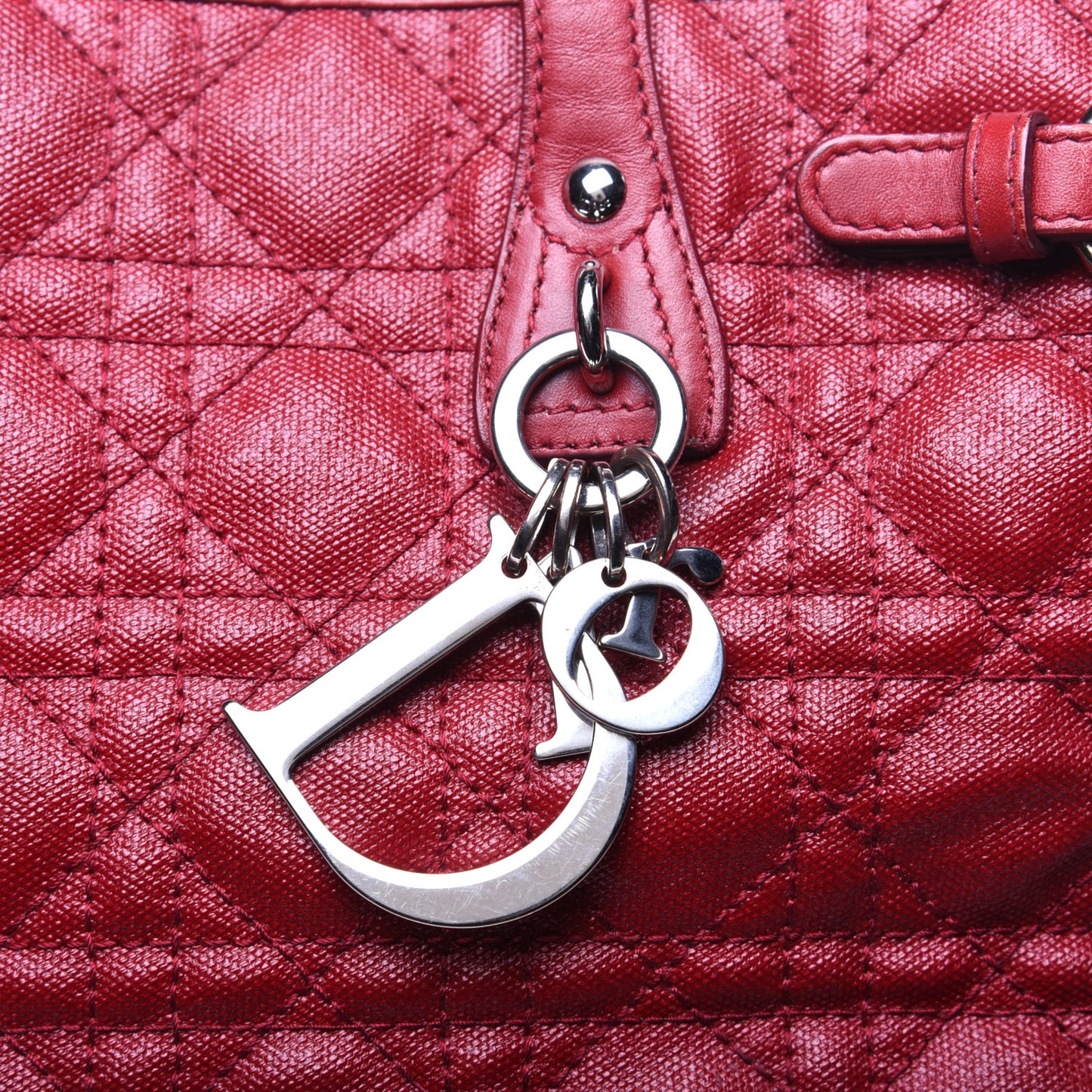 Coated Canvas Cannage Medium Panarea Tote Red