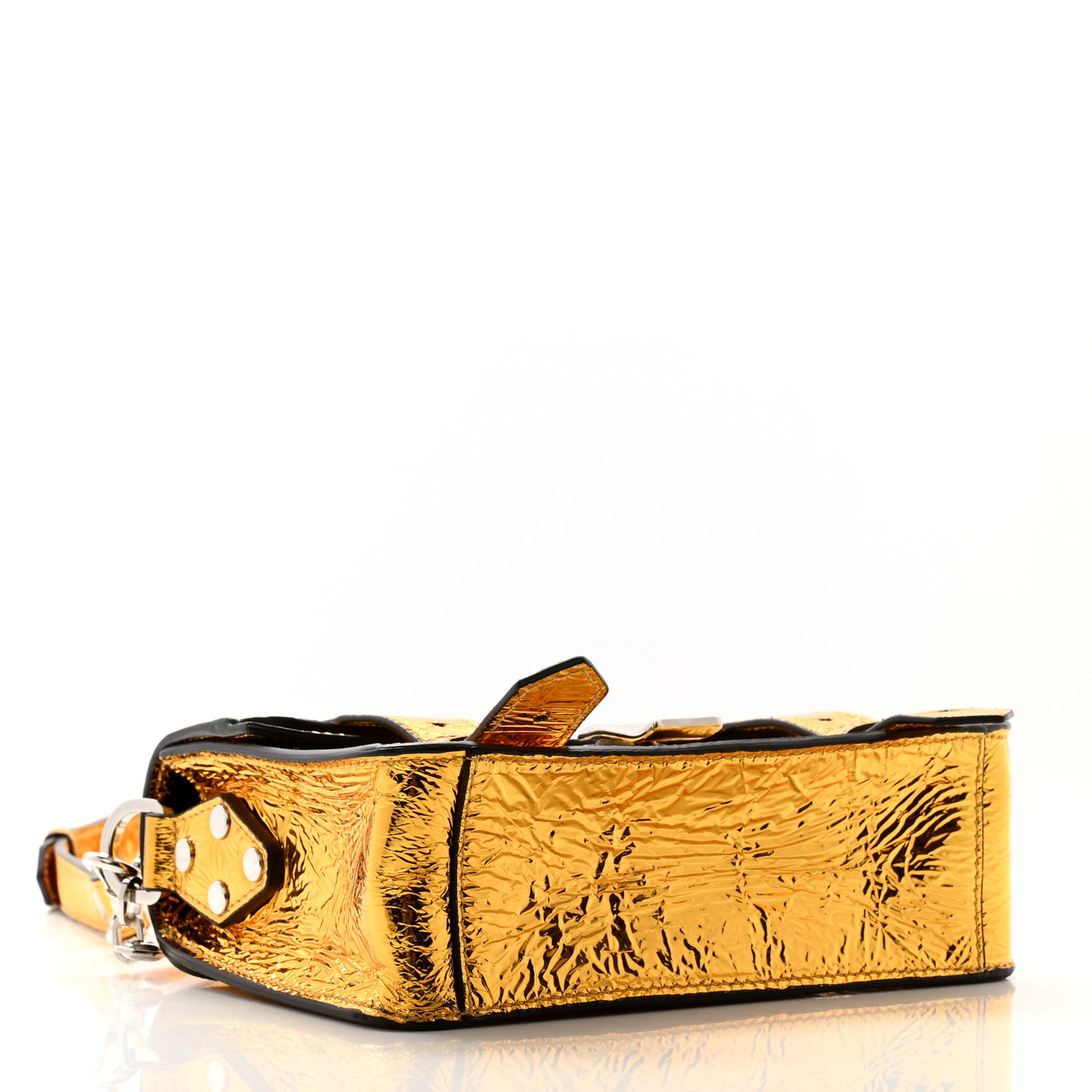 Metallic Paper Lambskin PS1 Mini Pouch Messenger Gold