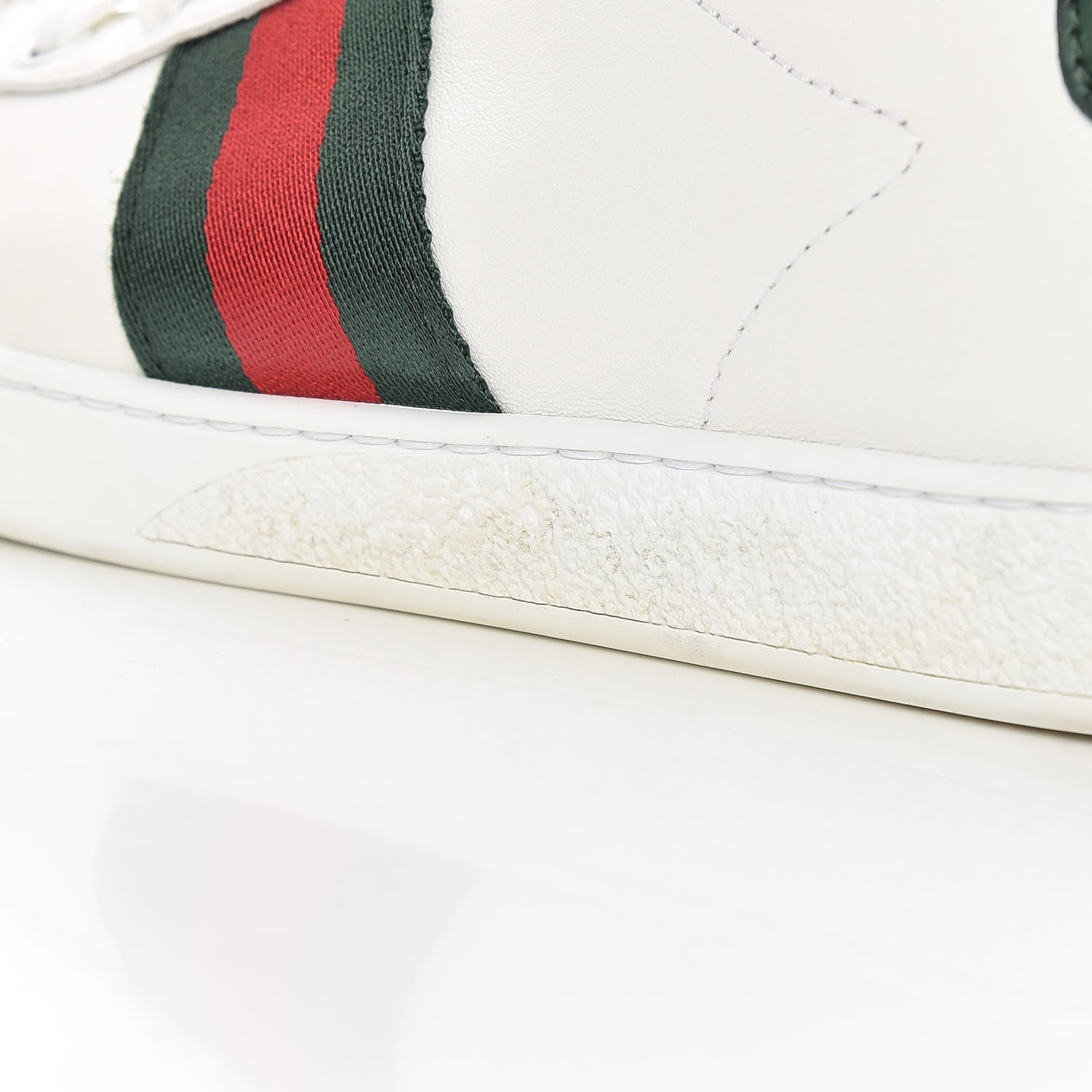 Gucci Calfskin Crocodile Web Womens Ace Sneakers 37.5 White Green 13 of 16