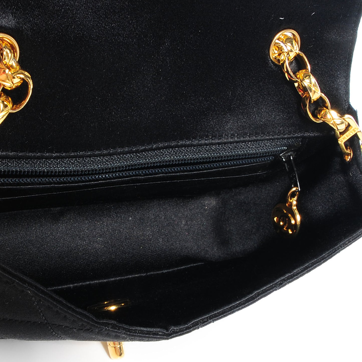 Quilted Satin Evening Flap Black