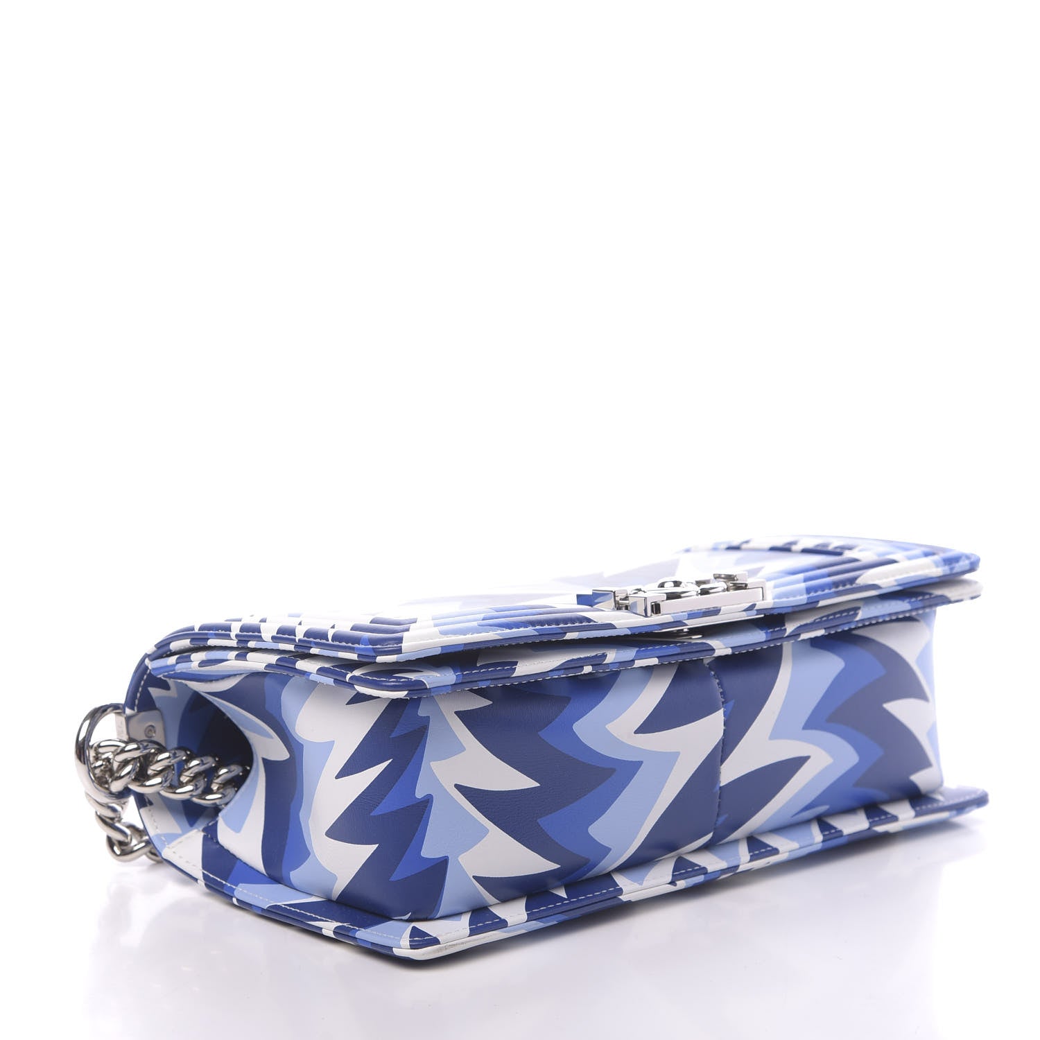 Chanel Printed Calfskin Medium Boy Flap Blue White 4 of 10