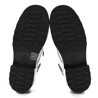 Chanel Lambskin Grained Calfskin CC Cap Toe Short Boots 38 White Black 5 of 8