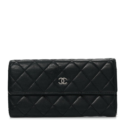 Chanel Lambskin Quilted Large Gusset Flap Wallet Black 1 of 12