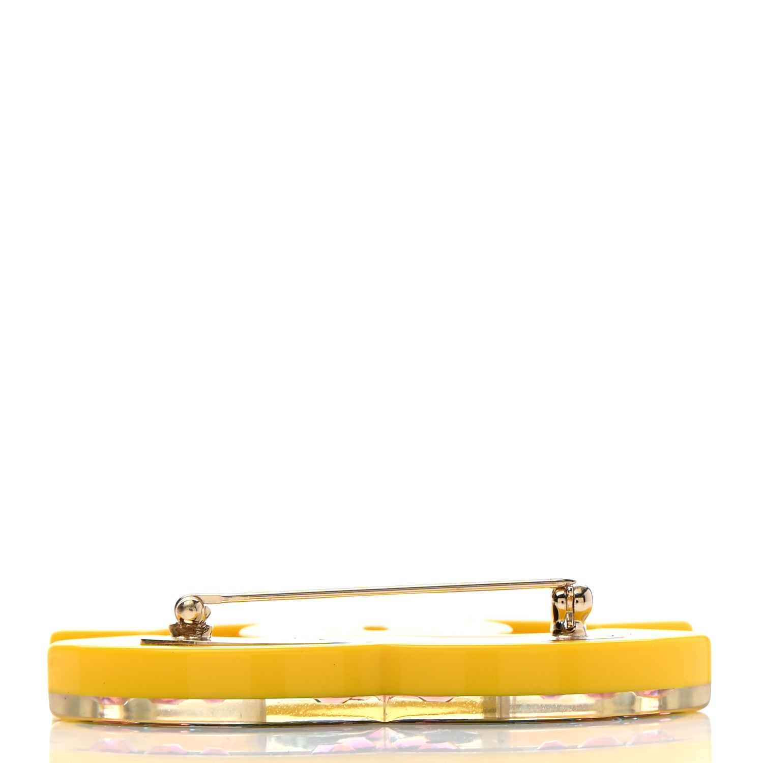 Chanel Resin Glitter Crystal CC Brooch Yellow Blue 4 of 5