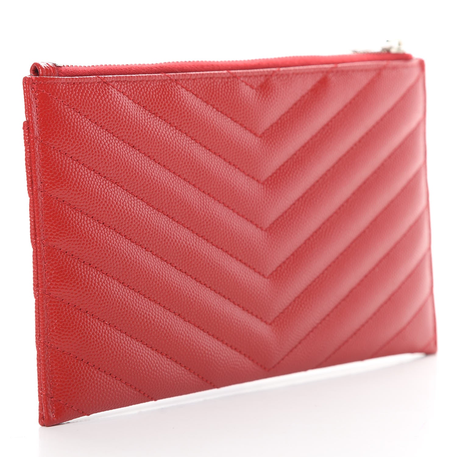 Saint Laurent Grain De Poudre Chevron Monogram Bill Pouch Rouge Eros 3 of 8