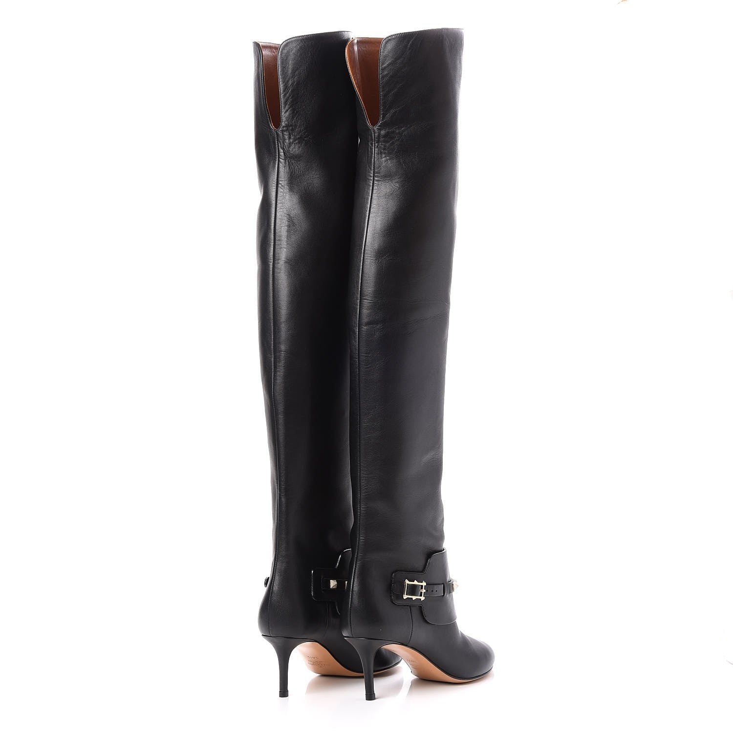 Valentino Garavani Calfskin Rockstud Over The Knee Boots 36.5 Black 5 of 7