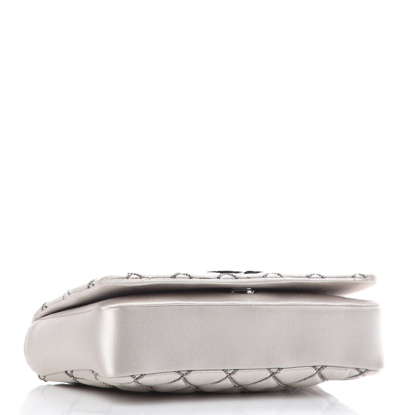 Satin Beaded Single Flap Silver