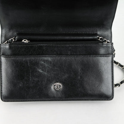 Chanel Lambskin Studded CC Wallet On Chain WOC Black 10 of 13