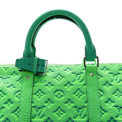 Louis Vuitton Taurillon Illusion Keepall Bandouliere 50 Bleu Vert 2 of 8