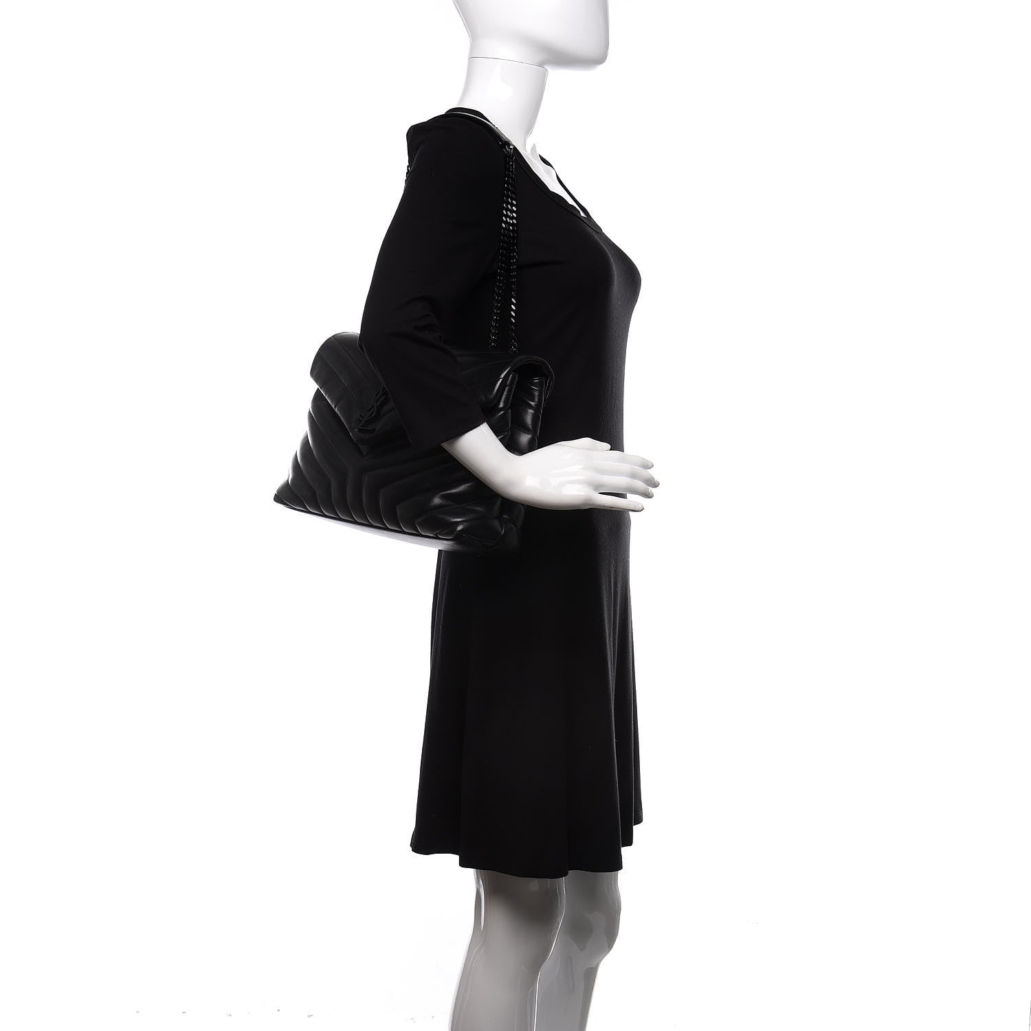 Saint Laurent Calfskin Y Quilted Monogram Medium Loulou Chain Satchel Black 2 of 9