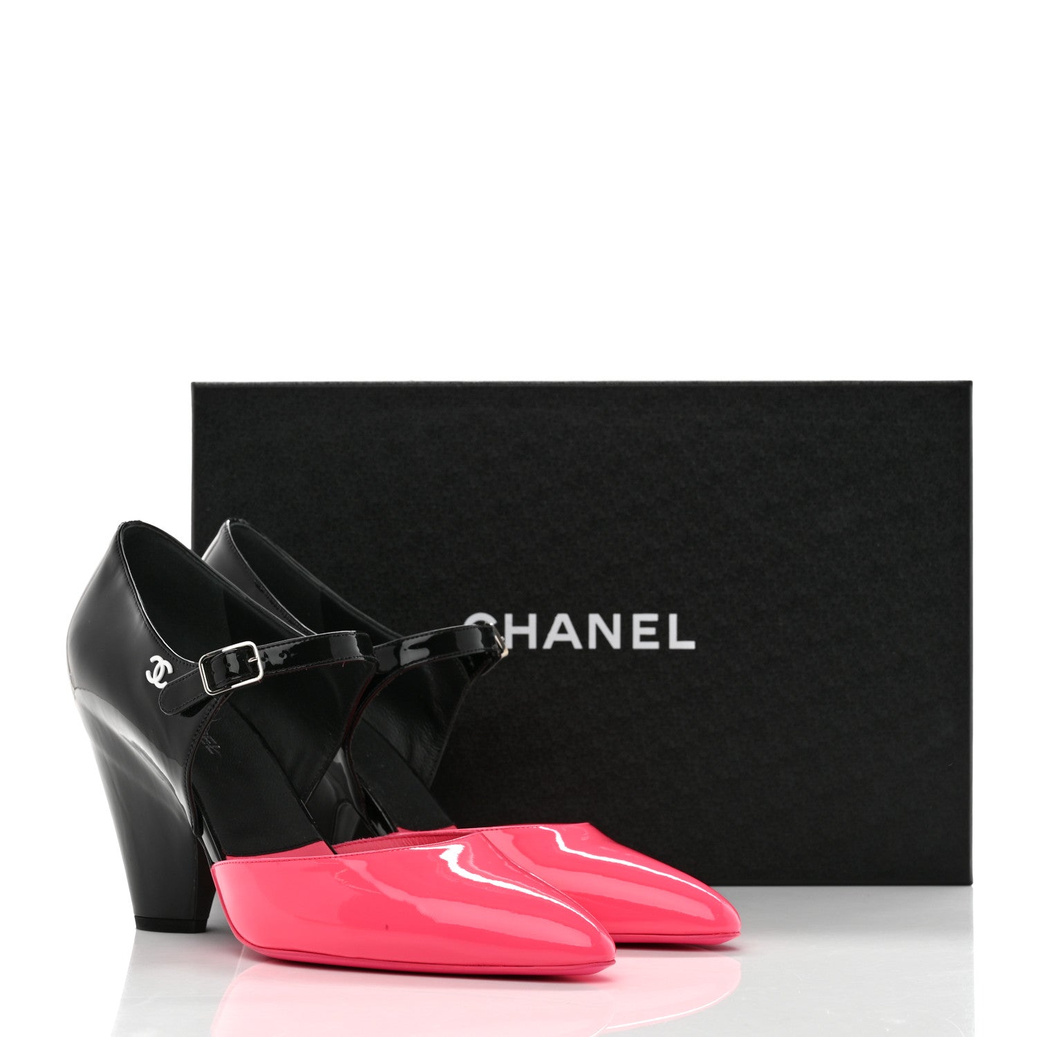 Chanel Patent Calfskin CC Pumps 42 Pink Black 11 of 11