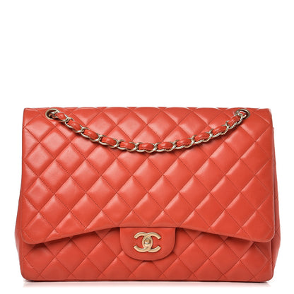 Chanel Lambskin Quilted Maxi Single Flap Light Red 1 of 12