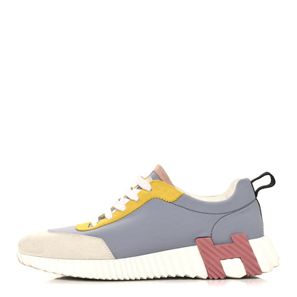 Hermes Technical Canvas Suede Goatskin Bouncing Sneakers 39.5 Gris Multicolor 1 of 8