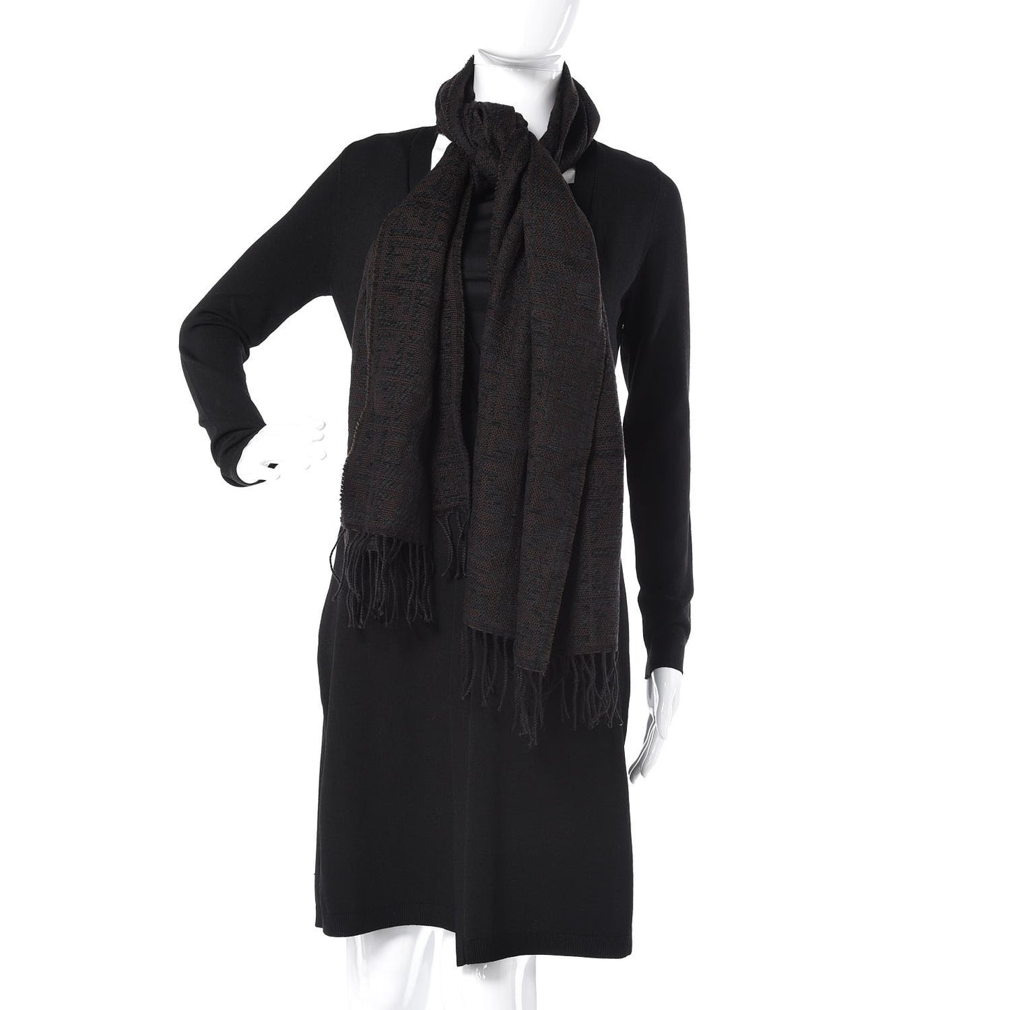 Acrylic Wool FF Fringe Scarf Black