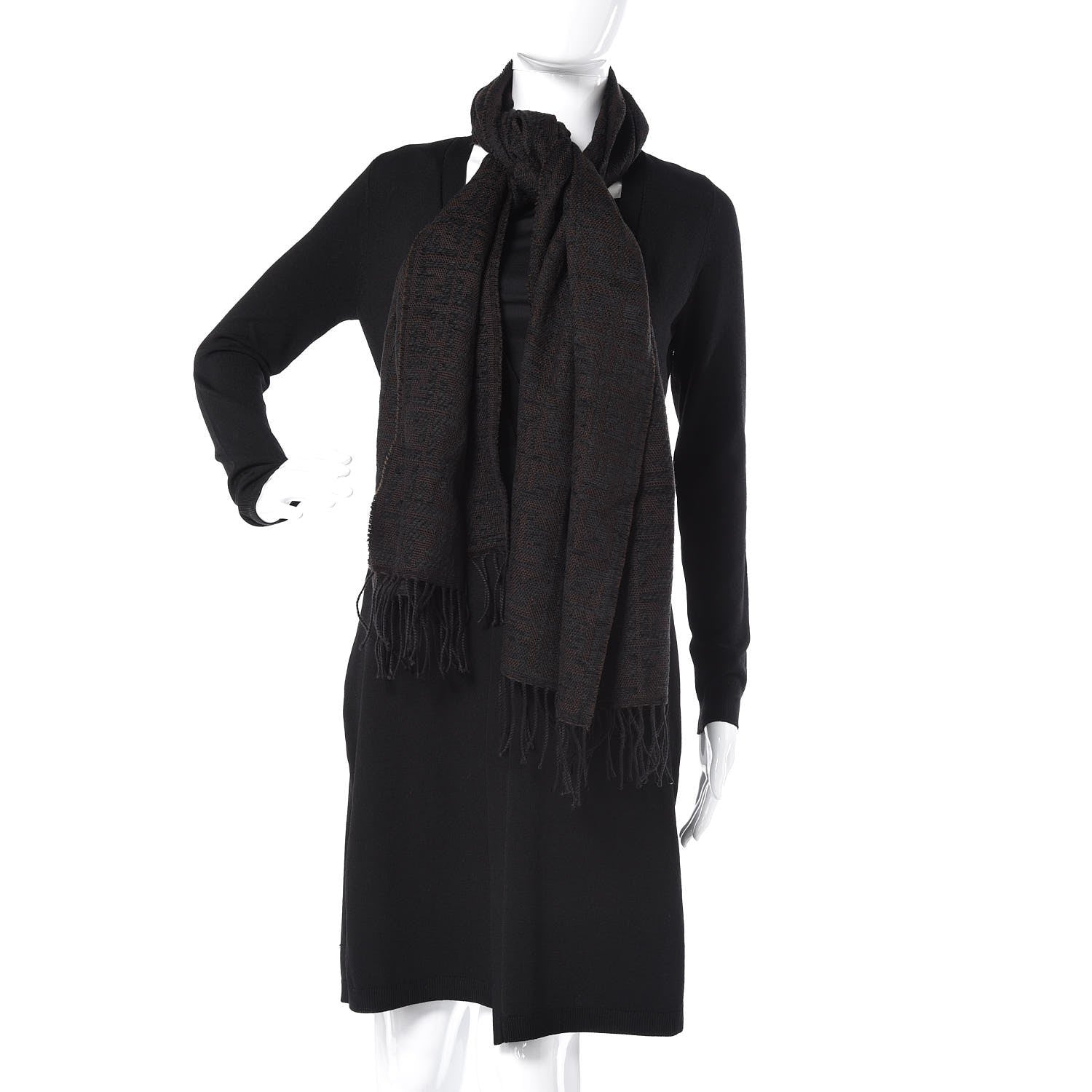 Fendi Acrylic Wool FF Fringe Scarf Black 2 of 5