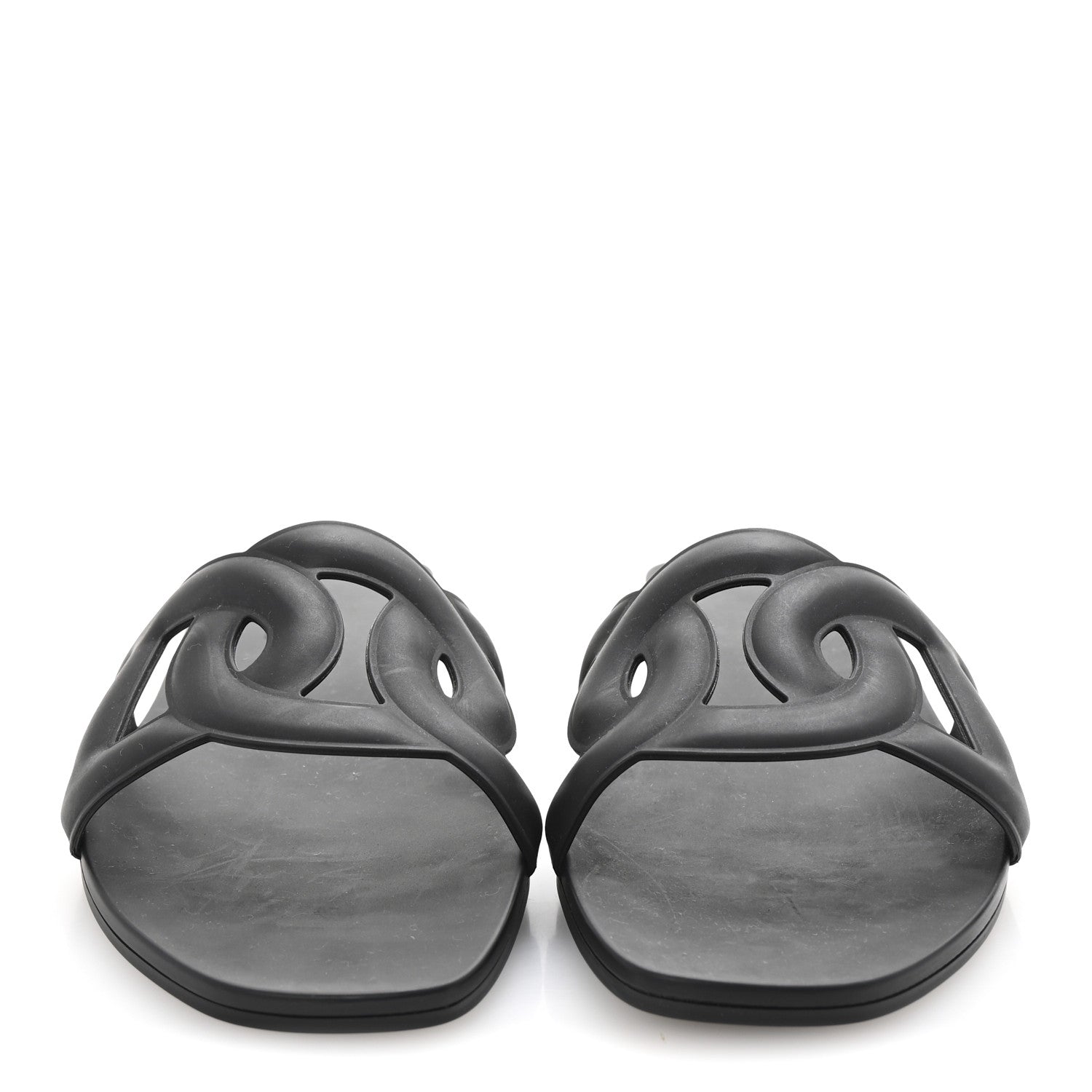 Hermes Rubber Aloha Sandals 39 Black 3 of 8