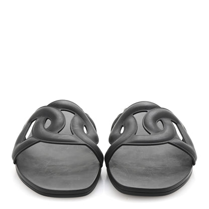 Hermes Rubber Aloha Sandals 39 Black 3 of 8