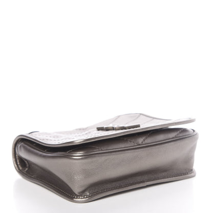 Saint Laurent Metallic Calfskin Matelasse Monogram Niki Chain Wallet Platinum 4 of 9
