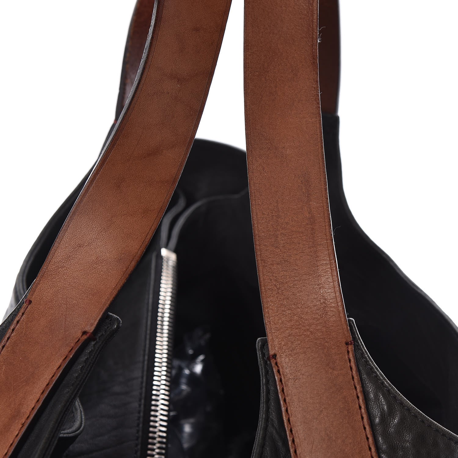 Celine Shrunken Lambskin Zipper Gusset Shopper Black 10 of 10