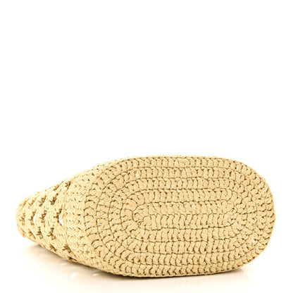 Prada Yarn Raffia Effect Embroidered Mini Logo Tote Naturale 4 of 9