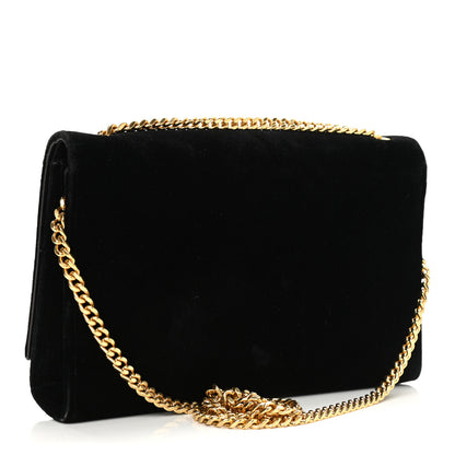 Saint Laurent Velvet Medium Monogram Kate Tassel Shoulder Bag Black 3 of 15