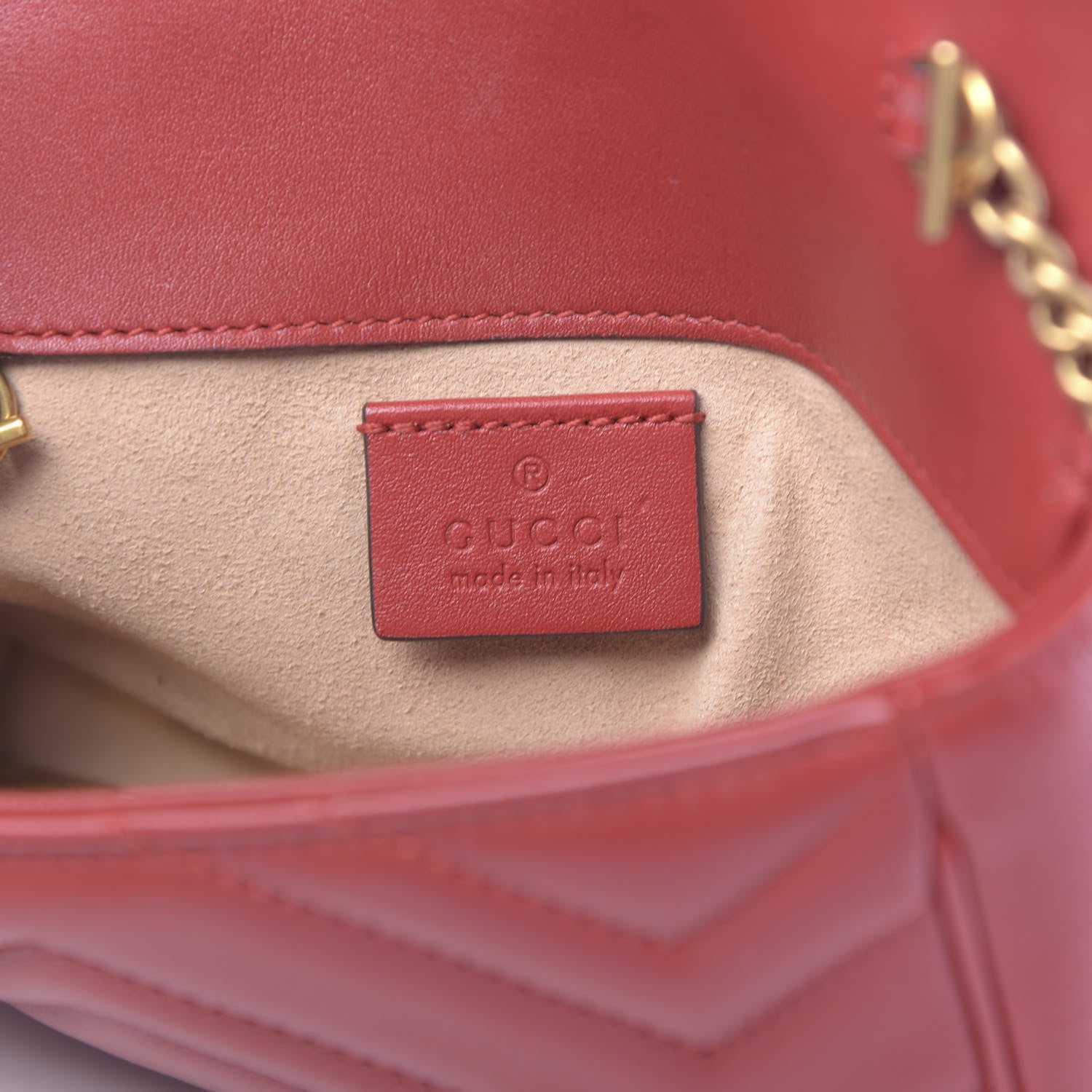 Gucci Calfskin Matelasse Super Mini GG Marmont Shoulder Bag Hibiscus Red 6 of 11