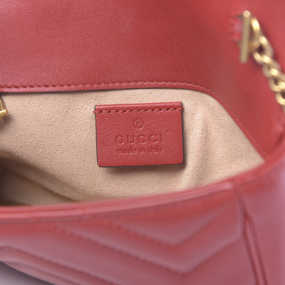 Gucci Calfskin Matelasse Super Mini GG Marmont Shoulder Bag Hibiscus Red 6 of 11