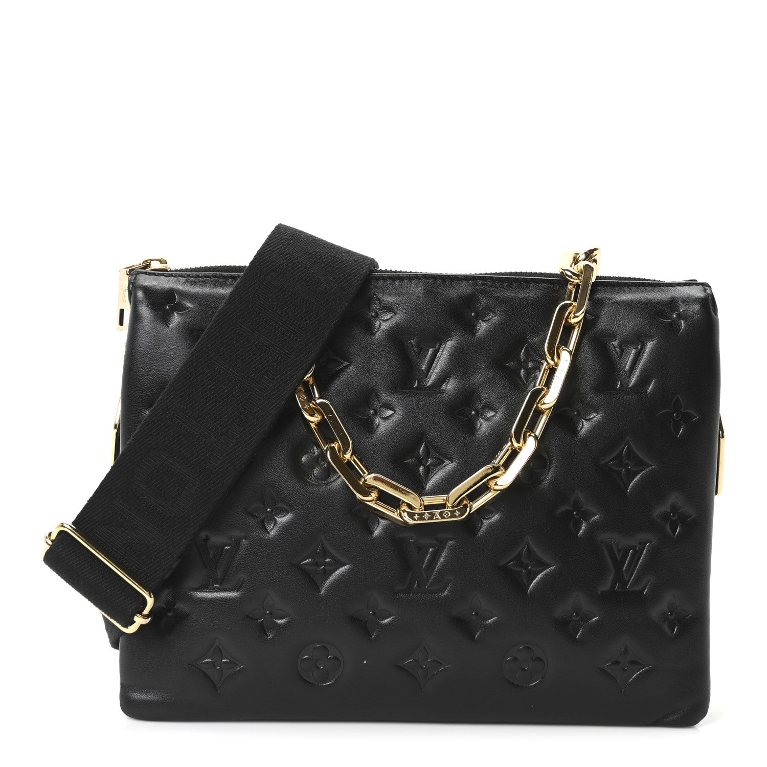 Louis Vuitton Lambskin Embossed Monogram Coussin PM Black 1 of 9