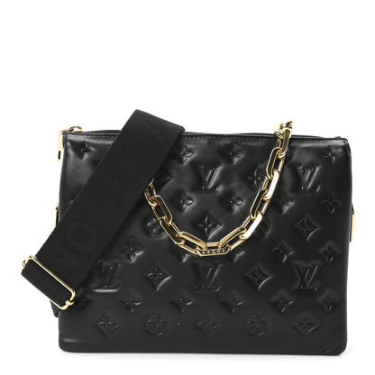 Louis Vuitton Lambskin Embossed Monogram Coussin PM Black 1 of 9