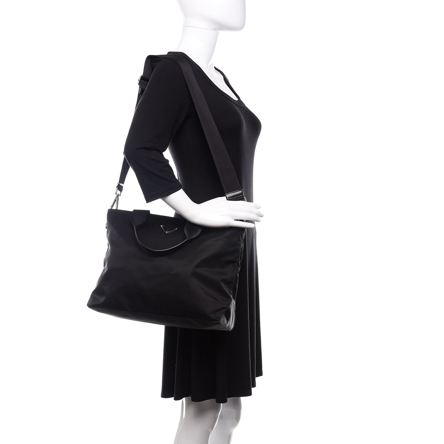 Tessuto Nylon Saffiano Tote Black