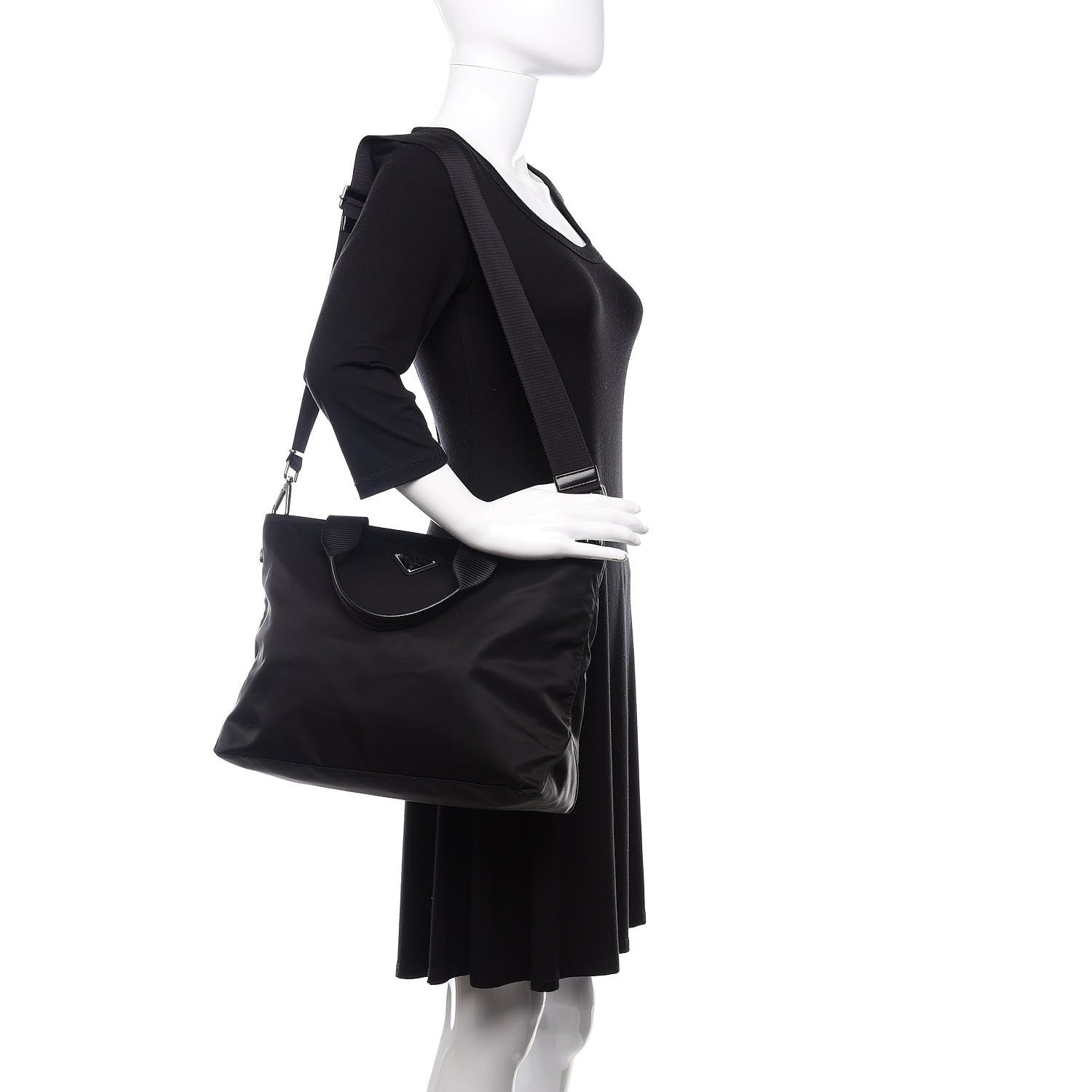 Prada Tessuto Nylon Saffiano Tote Black 2 of 11