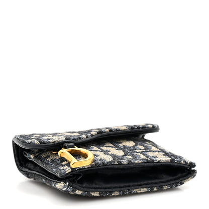 Christian Dior Oblique Saddle Card Holder Blue 4 of 11