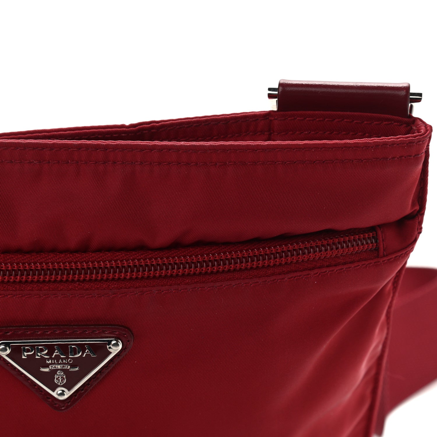 Prada Nylon Flat Messenger Bag Cherry 13 of 13