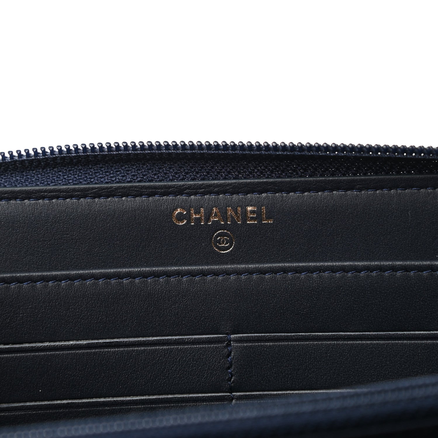 Chanel Caviar Quilted Boy Long Zip Around Wallet Navy 6 of 9