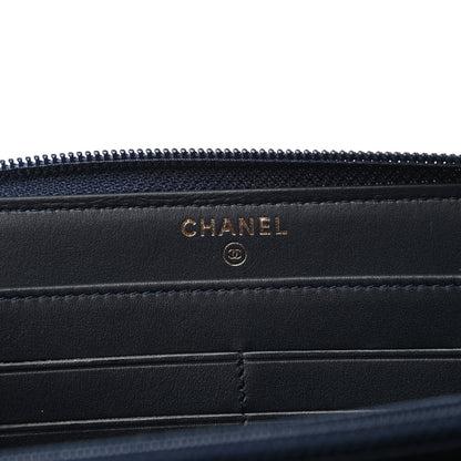 Chanel Caviar Quilted Boy Long Zip Around Wallet Navy 6 of 9
