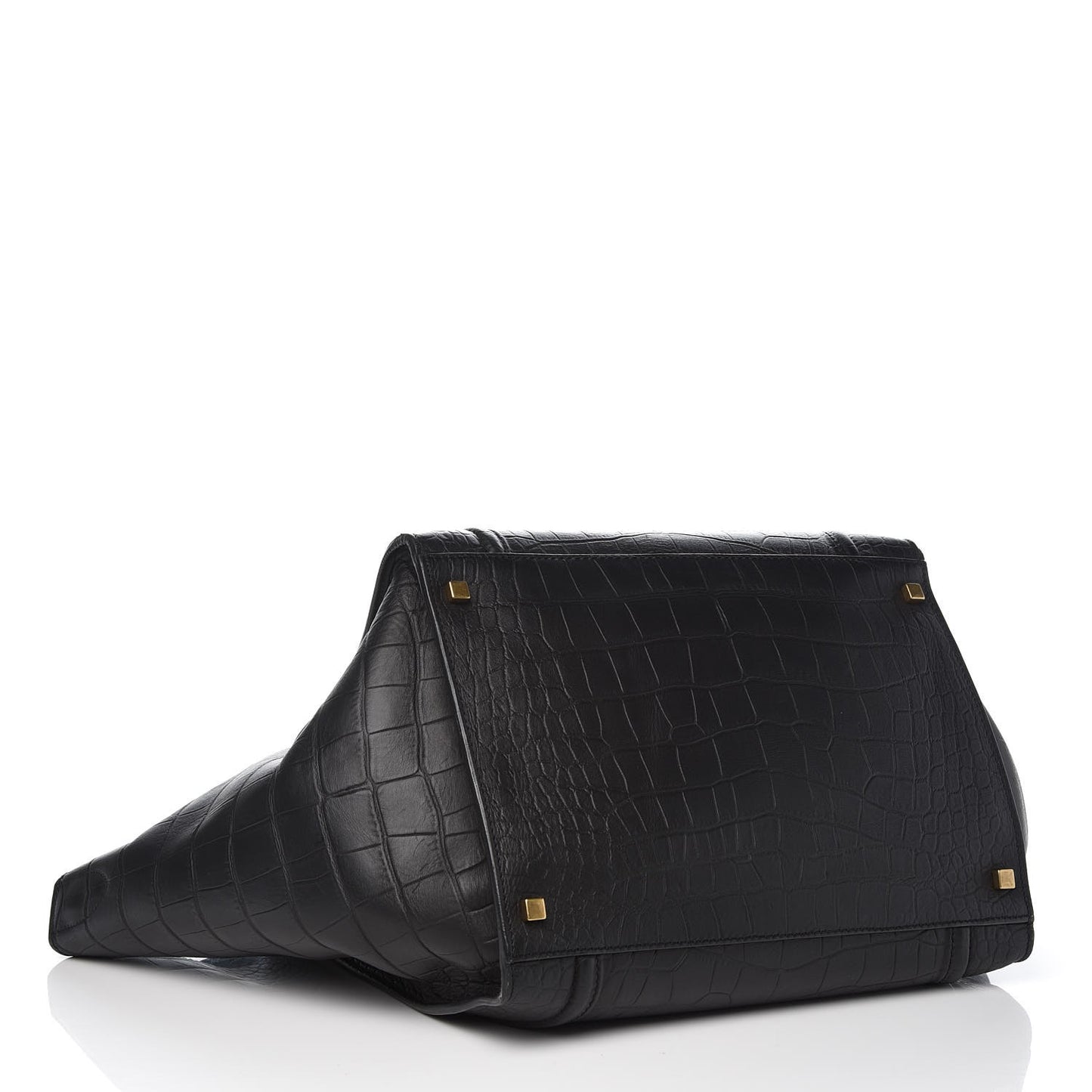 Crocodile Embossed Calfskin Large Phantom Luggage Black