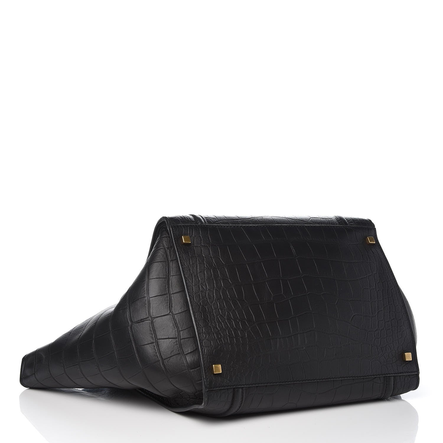 Celine Crocodile Embossed Calfskin Large Phantom Luggage Black 4 of 14