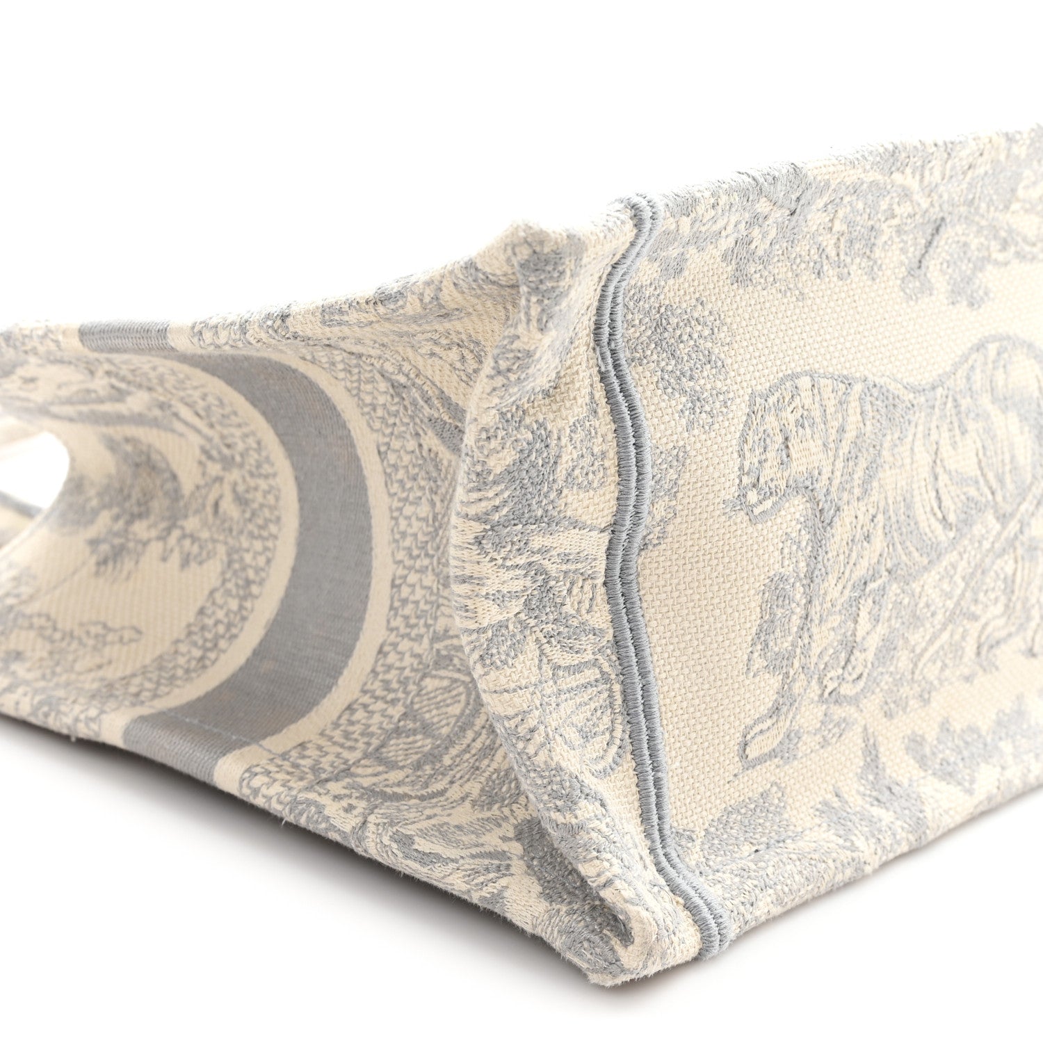 Christian Dior Canvas Embroidered Small Dioriviera Toile De Jouy Book Tote Gray 9 of 11